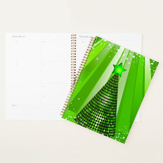 Moderne groene kerstboom met ster planner