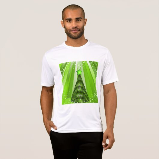 Moderne groene kerstboom met ster t-shirt (Voorkant volledig)