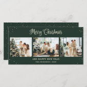 Moderne groene kerstkaarten met fotocollage feestdagenkaart (Voorkant / Achterkant)