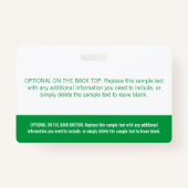 Moderne groene kleurenblokfotonaamtag badge (Achterkant)