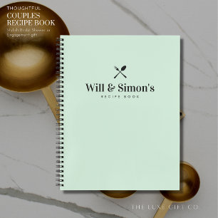 Moderne Groene Koppels Verloving Gift Blank Recept Notitieboek