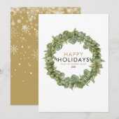 Moderne groene krans kantoor kerstkaart (Voorkant / Achterkant)