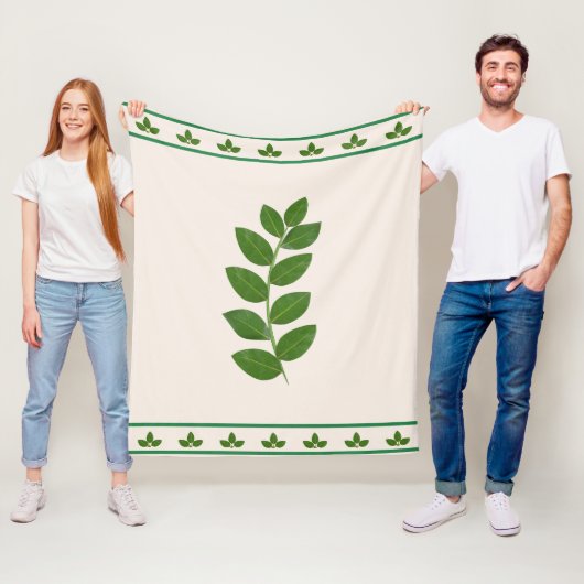 Moderne groene laurierbladeren fleece deken (In situ)
