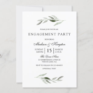 Moderne groene leve legant Engagement Party nodigt Kaart