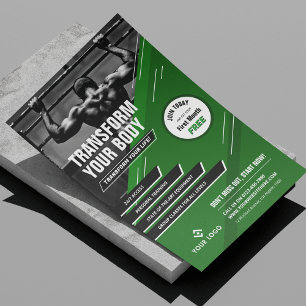 Moderne Groene Logo Workout Foto Fitness Marketing Flyer