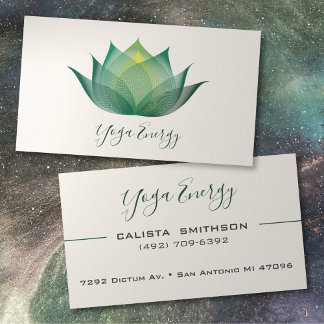 Moderne groene Lotus Flower Art Elegant Unique Yog Visitekaartje