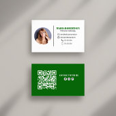 Moderne groene minimalistische QR-code sociale med Visitekaartje