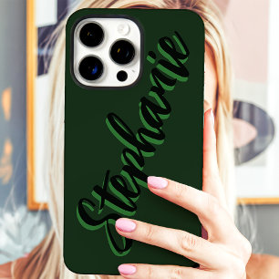 Moderne Groene Minimalistische Script Naam iPhone 16 Pro Max Hoesje