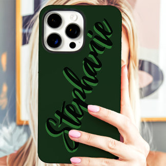 Moderne Groene Minimalistische Script Naam iPhone 16 Pro Max Hoesje