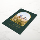 Moderne groene moderne minimale boog foto samen fo folie feestdagenkaart (Gedraaid)