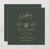 Moderne groene monochrome bruiloft kaart (Voorkant / Achterkant)