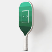 Moderne groene monogram minimalistische Initialen Pickleball Paddle (Links)