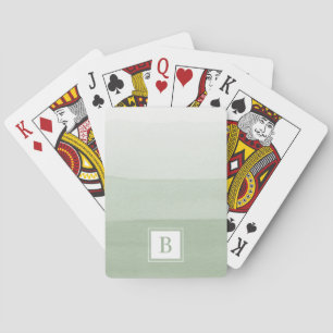 Moderne Groene Monogram Pokerkaarten
