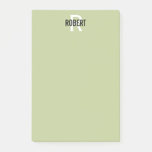 Moderne groene monogram post-it® notes