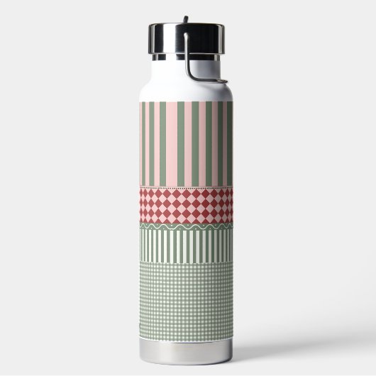 Moderne groene patroon gepersonaliseerde waterfles (Links)