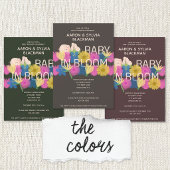 Moderne groene Riso-afdruk bloemige baby shower Kaart