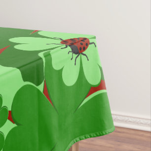 Moderne groene, rode lieveheersbeestje insect & kl tafelkleed