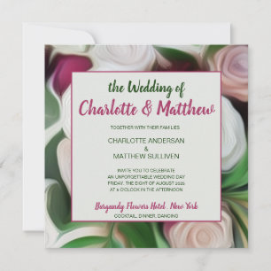Moderne Groene Roze Boho Burgundy Bloemenschilderi Kaart