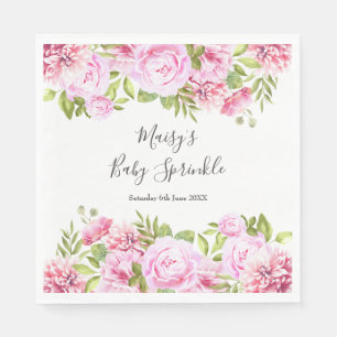 Moderne Groene Rozen Tuin Baby Meisje Spetterfeest Servet