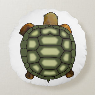 Moderne groene schildpad op witte ronde kussen