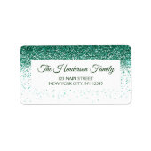 Moderne Groene Sparkly Glitter Elegant Kerstmis Etiket (Voorkant)
