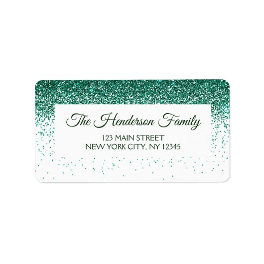 Moderne Groene Sparkly Glitter Elegant Kerstmis Etiket (Voorkant)
