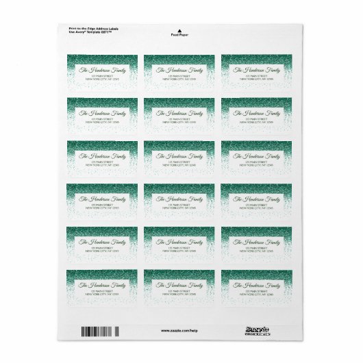 Moderne Groene Sparkly Glitter Elegant Kerstmis Etiket (Full Sheet)