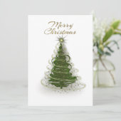 Moderne groene spiraal kerstboom kerstkaart  (Staand voorkant)