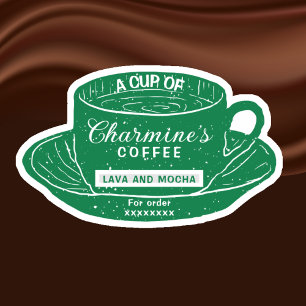Moderne groene stickers voor koffiebekers