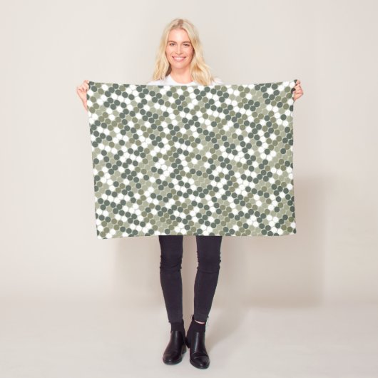 Moderne groene stippen fleece deken (In situ)