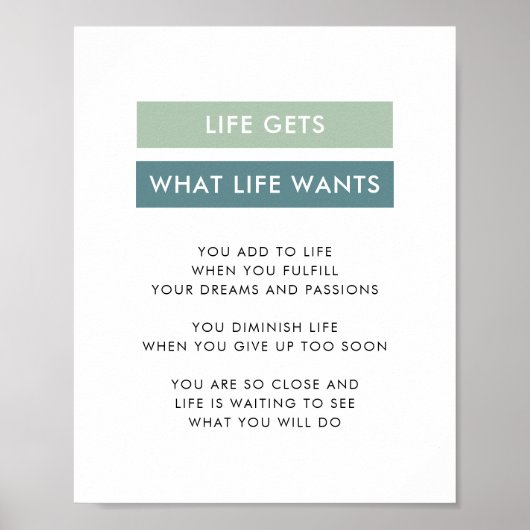 Moderne groene strepen Motivatie mindset citaat Poster (Voorkant)