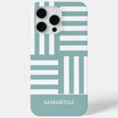 Moderne Groene Strepen Wit Aangepaste Naam Eenvoud Case-Mate iPhone Case (Achterkant)
