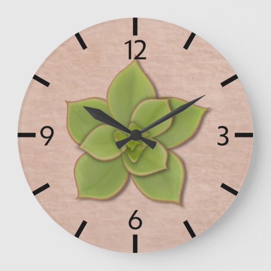 Moderne groene succulente botanische handgetekende grote klok (Voorkant)