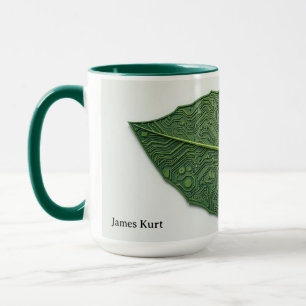 Moderne Groene Tech Blad Gepersonaliseerd Mok