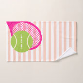 Moderne groene tennisbal gestreept roze handdoek (Handdoek)