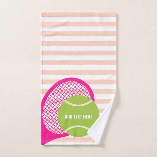 Moderne groene tennisbal gestreept roze handdoek (Handdoek)