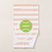 Moderne Groene Tennisbal Roze Naam Handdoek (Handdoek)
