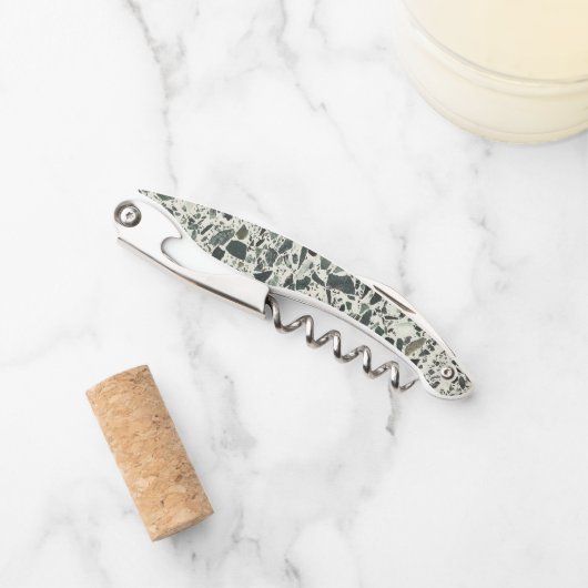 Moderne groene terrazzo-patroon abstract kurkentrekker (Voorkant)