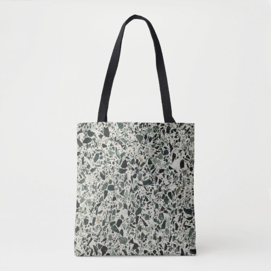 Moderne Groene Terrazzo Patroon Abstracte Draagtas (Voorkant)