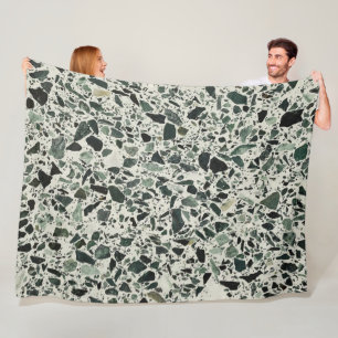 Moderne Groene Terrazzo Patroon Abstracte Fleece Deken