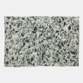 Moderne Groene Terrazzo Patroon Abstracte Theedoek (Horizontaal)