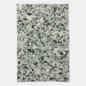 Moderne Groene Terrazzo Patroon Abstracte Theedoek (Verticaal)
