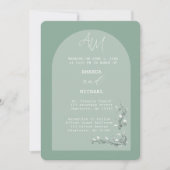 Moderne groene tinten boog bruiloft uitnodiging (Voorkant)