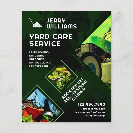 Moderne groene toon geometrische yard zorg flyer (Voorkant)