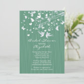 Moderne groene Tortelduifjes Bridal Shower Invitat Kaart (Staand voorkant)