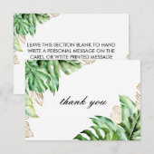 Moderne groene tropische waterverf vertrekt bruilo bedankkaart (Voorkant / Achterkant)