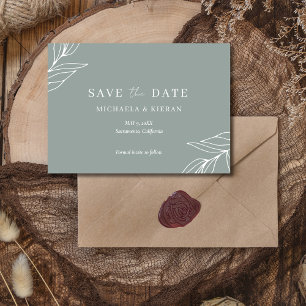 Moderne groene tuinhuwelijksfoto save the date