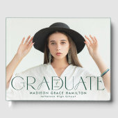 Moderne groene typografie 2 Foto Afstuderen Gastenboek (Voorkant)