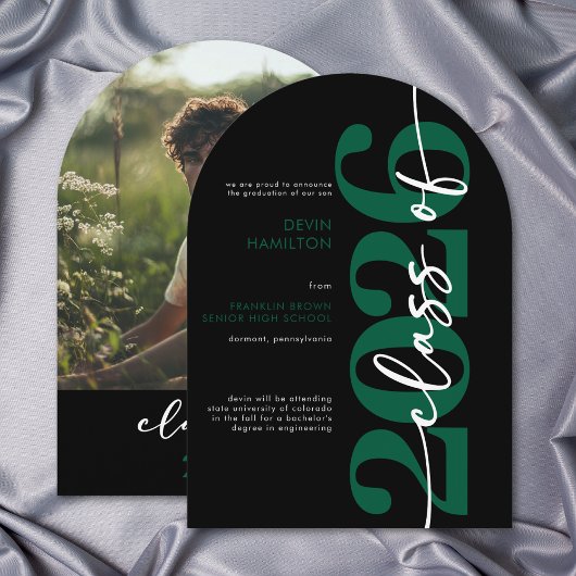 Moderne Groene Typografie Arch Afstudeeraankondigi Kaart