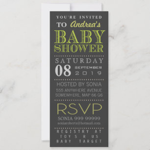 Moderne groene typografie Baby shower Long Kaart